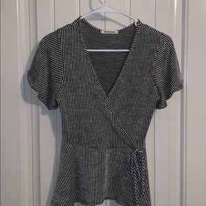 Black and white striped blouse